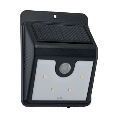 Sort udendørs væglampe solcelle plast, Zora, 1W, 6000K LED, IP44