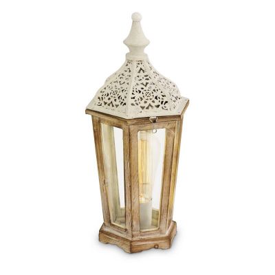 Sølv klassisk bordlampe træ, Abdelwahed, med brytare
