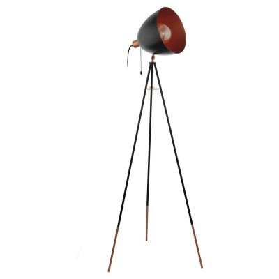 Kobber modern trebenet gulvlampe metal, Maick, med dra i brytare