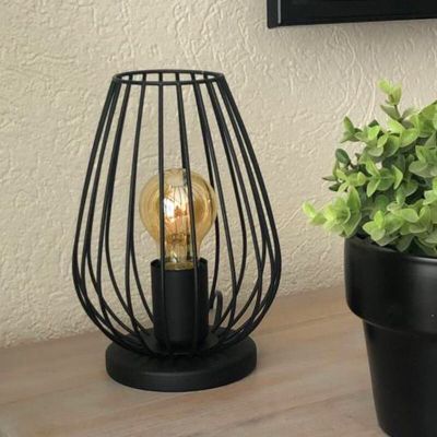Sort modern bordlampe metal, Kitana, med brytare