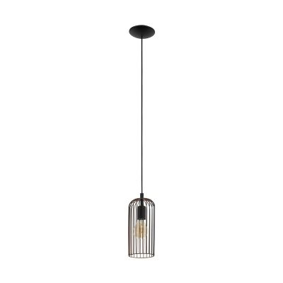 Sort industri pendler lampe stål, Silje
