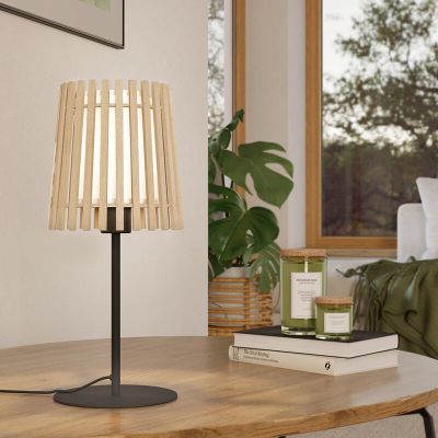 Rustik bordlampe træ, Farah, med brytare