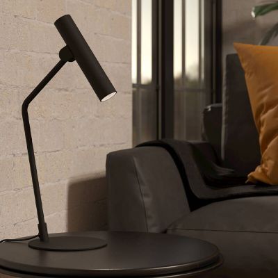Sort modern bordlampe aluminium, Aleyna, 5W, 3000K LED, med brytare