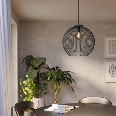 Sort industri pendler lampe stål, Keimpe
