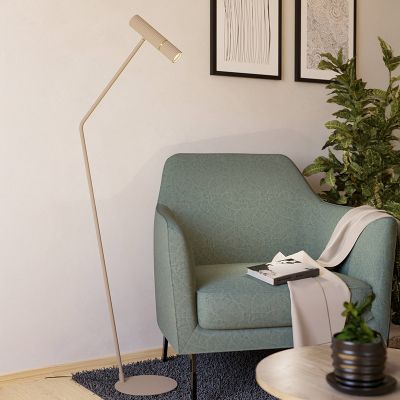 Beige modern gulv lampe stål, Vahid, med brytare