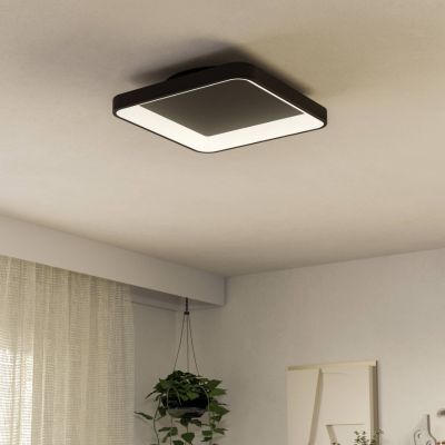 Sort modern loftlampe plast, Shauni, 12W, varm til kold hvid justerbar LED, med fjärrkontroll