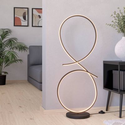 Sort modern gulv lampe aluminium, Thekla, 20W, 3000K LED, med brytare