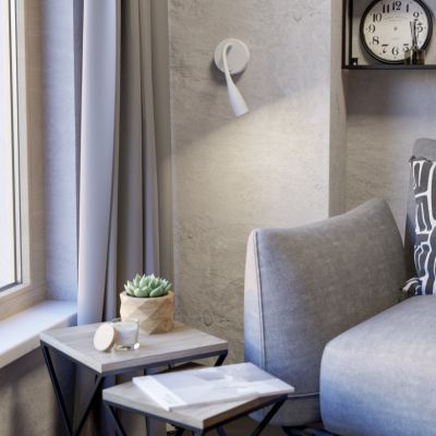 Hvid væglampe plast, Obbe, 3,8W, 3000K LED, med brytare