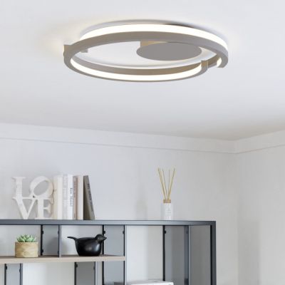 Brun modern plafond plast, Madhvi, 20W, varm til kold hvid justerbar LED, med fjärrkontroll