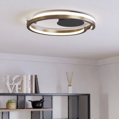 Kobber modern plafond plast, Madhvi, 20W, varm til kold hvid justerbar LED, med fjärrkontroll