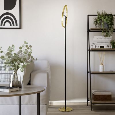 Messing design gulv lampe plast, Corwin, 8,8W, 3000K LED, med touch lysdæmper