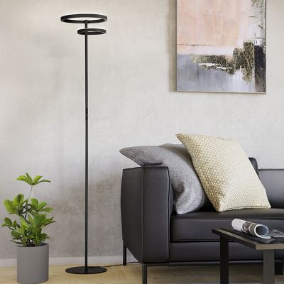 Sort design gulv lampe plast, Corwin, 16W, varm til kold hvid justerbar LED, med touch lysdæmper