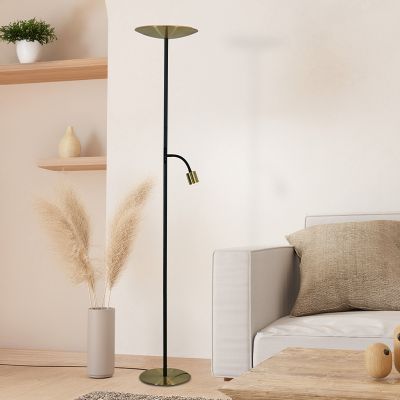 Messing modern gulv lampe stål, Crijn, 26,5W, 2700K LED, med touch lysdæmper
