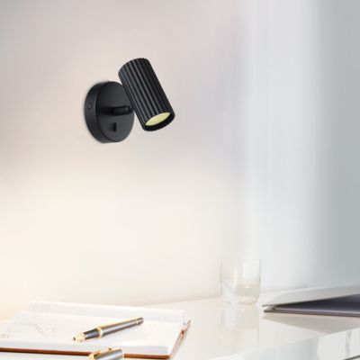 Sort modern vægspot aluminium, Vikram, med brytare