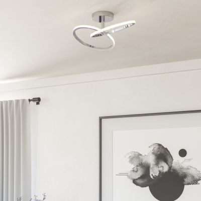 Krom design loftlampe stål, Minh, 12W, white switch LED