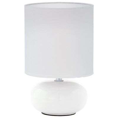 Hvid bordlampe stof, Matthew, med brytare