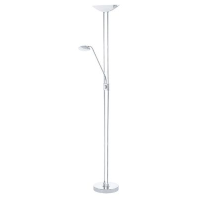 Krom design læselampe gulv glas, Brava, 20W, 3000K LED, med brytare