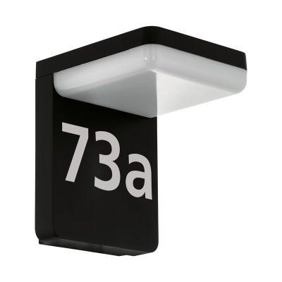 Sort modern husnummer med lys aluminium, Gerline, 10W, 3000K LED, IP44