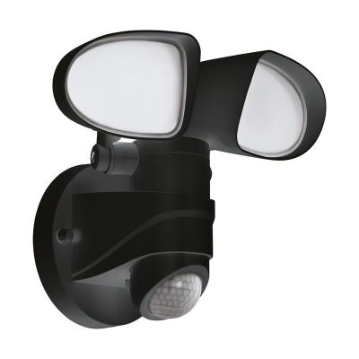 Sort udendørs væglampe med bevægelsessensor plast, Joselien, 6W, 5000K LED, IP44
