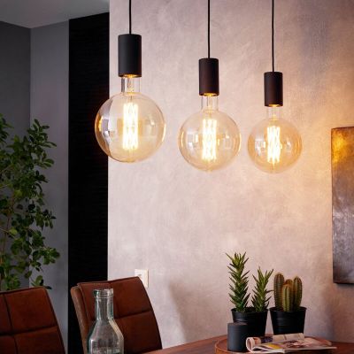 Sort pendler lampe stål, Samed