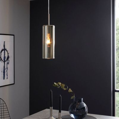 Nikkel design pendler lampe glas, Tino