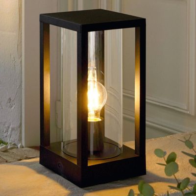 Sort modern udendørslampe aluminium, Laszlo, IP54