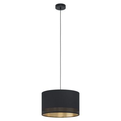 Sort modern pendler lampe stof, Niko