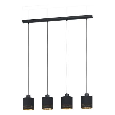 Sort modern pendler lampe stof, Niko