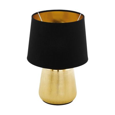 Keramik bordlampe guld, Elvin, med brytare