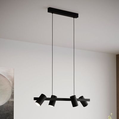 Sort modern pendler lampe stål, Patrice