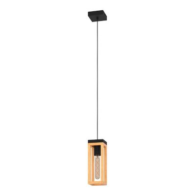Træ pendler lampe brun, Jasmina, med brytare
