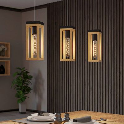 Træ pendler lampe brun, Jasmina