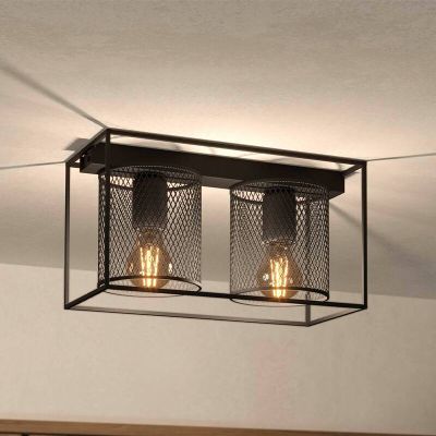 Sort industri loftlampe aluminium, Thiemo