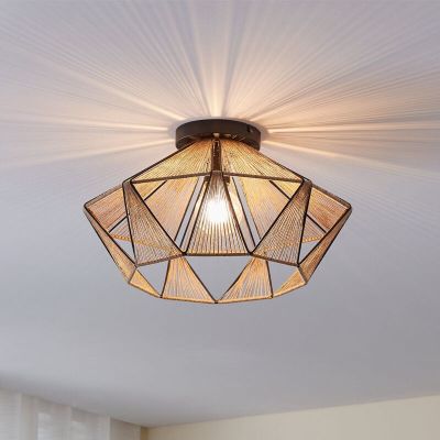 Brun rustik loftlampe stål, Yessica