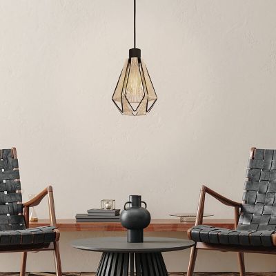 Brun rustik pendler lampe stål, Yessica