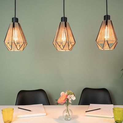 Brun rustik pendler lampe stål, Yessica