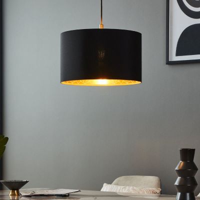 Sort modern pendler lampe stof, Kelsey