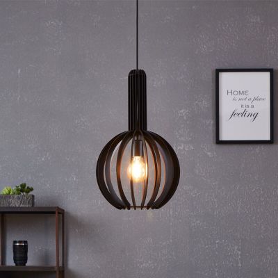 Træ pendler lampe sort, Kenney