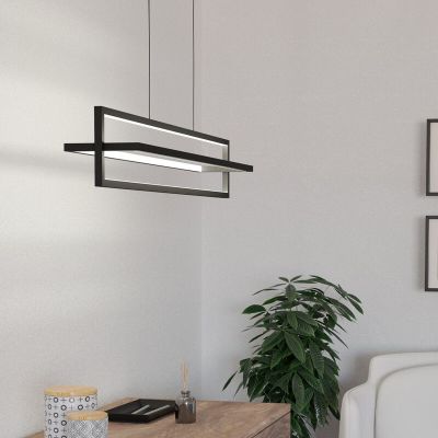 Sort modern pendler lampe aluminium, Lianne, 34W, varm til kold hvid justerbar LED, 3 trins lysdæmper