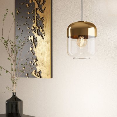 Guld design pendler lampe glas, Jeanny