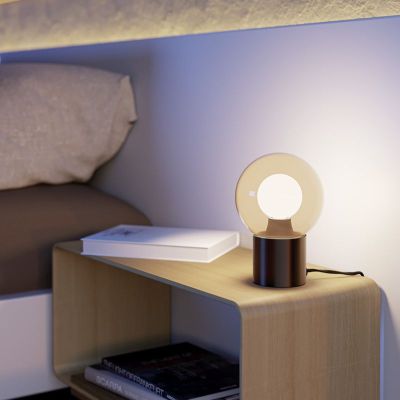 Bronze modern bordlampe glas, Bravino, med touch lysdæmper