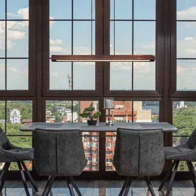 Brun modern pendler lampe træ, Timber, 28W, 3000K LED