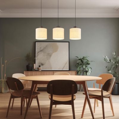 Creme modern pendler lampe stof, Thieu, 24W, 3000K LED