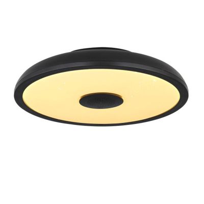 Sort modern plafond plast, Musica, 18W, justerbar lysfarve LED, IP44, med fjärrkontroll