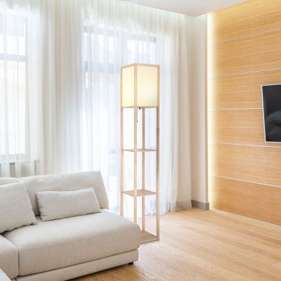 Rustik gulv lampe træ, Tessel, med dra i brytare