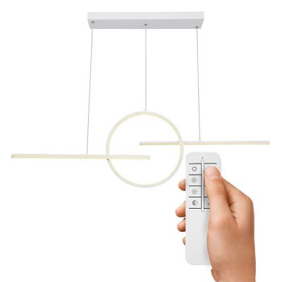 Hvid design pendler lampe metal, Wieger, 50W, varm til kold hvid justerbar LED, med fjärrkontroll