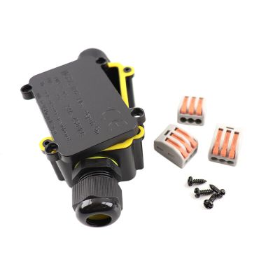 Vandtæt 2-vejs kabelkobling, med Wago stik indeni, IP68