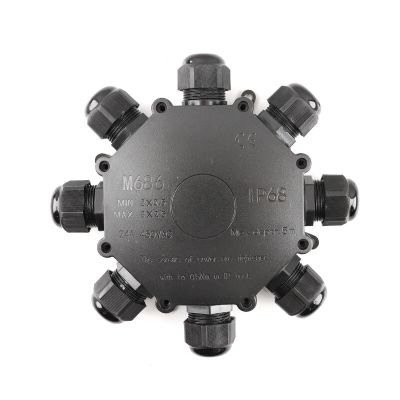 Vandtæt rund 8-vejs kabelkobling, med Wago stik indeni, IP68