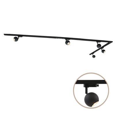 3M 1-faset skinnesystem sort med L-connector + 5 Alco skinnespots