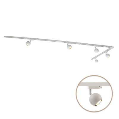 3M 1-faset skinnesystem hvid med L-connector + 5 Alco skinnespots